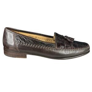Belvedere Men’s Florence Dark Brown Ostrich Leather Tassel Loafers Size US 10